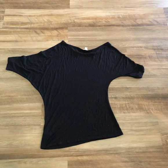 Boston Proper Off the Shoulder Asymmetric Dolman Sleeve Black Knit Top SM - Picture 5 of 5